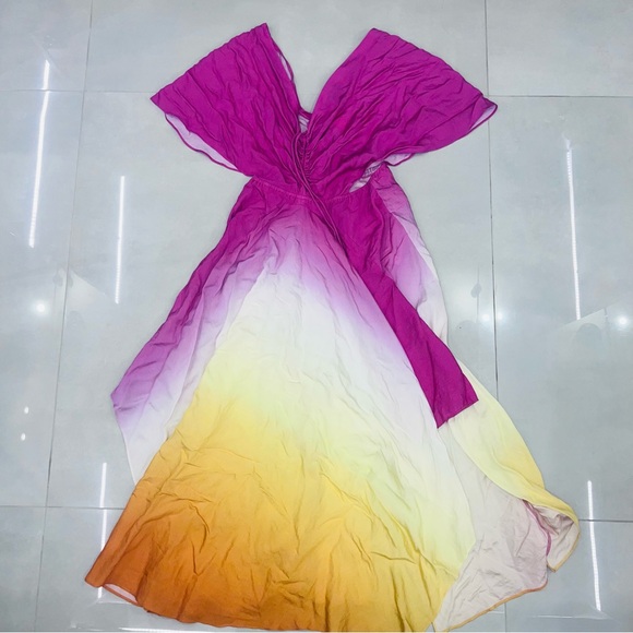 MAJE Rachelly Dip Dye Batwing Sleeve Midi Dress - Picture 9 of 12